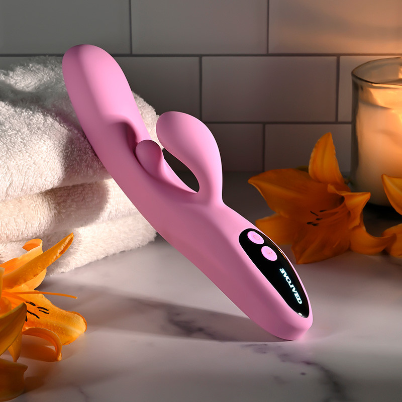 Evolved Novelties Push The Button Rabbit Vibrator - Laying Side