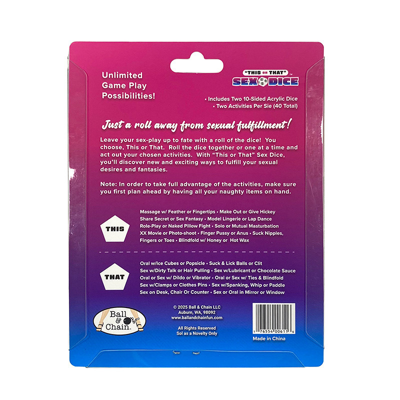 Ball & Chain "THIS or THAT" SEX DICE - Back