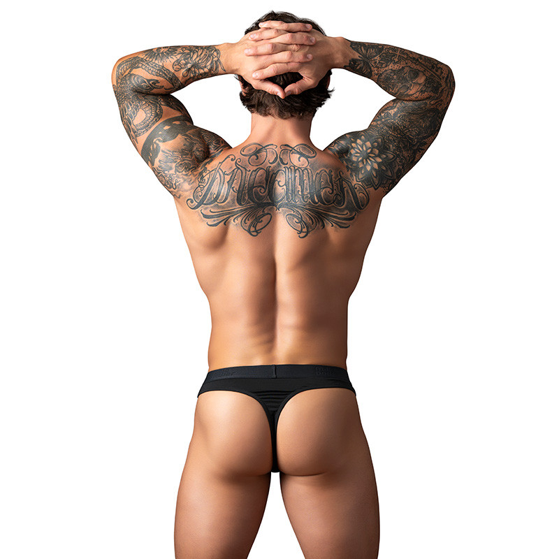 Male Power Men's Open Ended Thong Open Front Elastic Cock Ring - Back