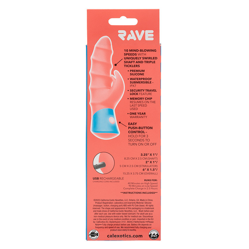 CalExotics Rave Tickler Vibrator - Packaging Back