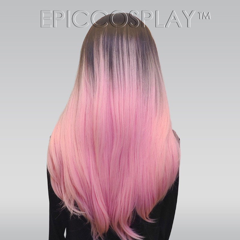 Signature - Darkest Brown to Baby Pink Ombre Lace Front Wig - Back