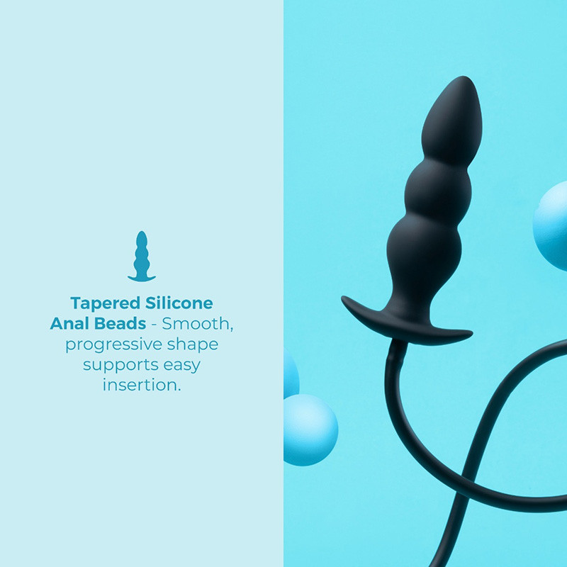 b-Vibe Beaded Inflatable Anal Plug with Hand Pump - Tapered