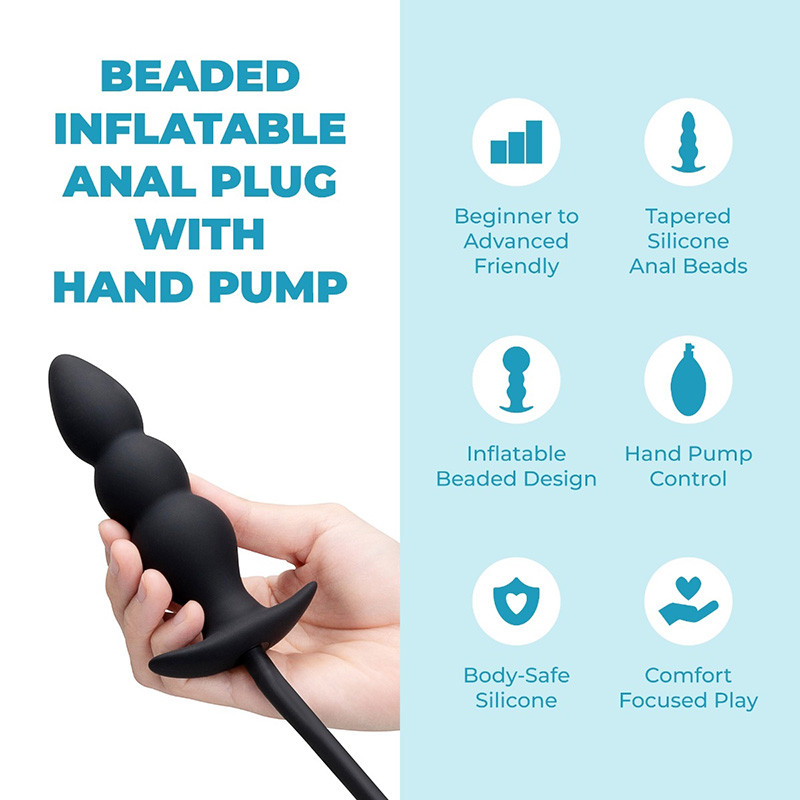 b-Vibe Beaded Inflatable Anal Plug with Hand Pump - Features