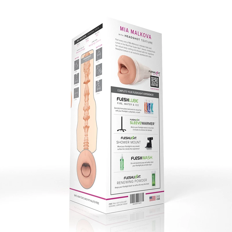 Fleshlight Girls Mia Malkova Headshot Mouth Stroker - Packaging Back