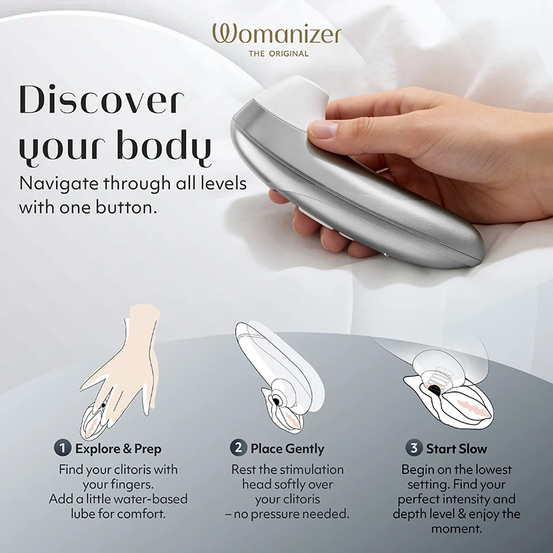 Gray Womanizer Pro Clitoral Stimulator - Infographic #4