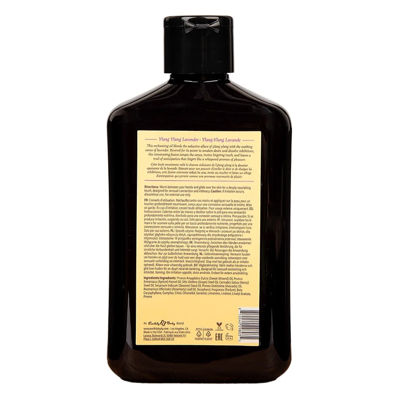 Earthly Body at Night Massage Oil (Ylang Ylang Lavender) 8.4 oz. - Back