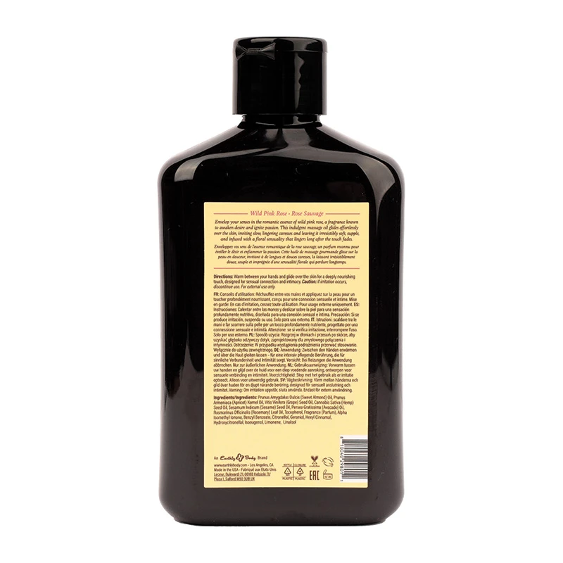 Earthly Body at Night Massage Oil (Wild Pink Rose) 8.4 oz. Back