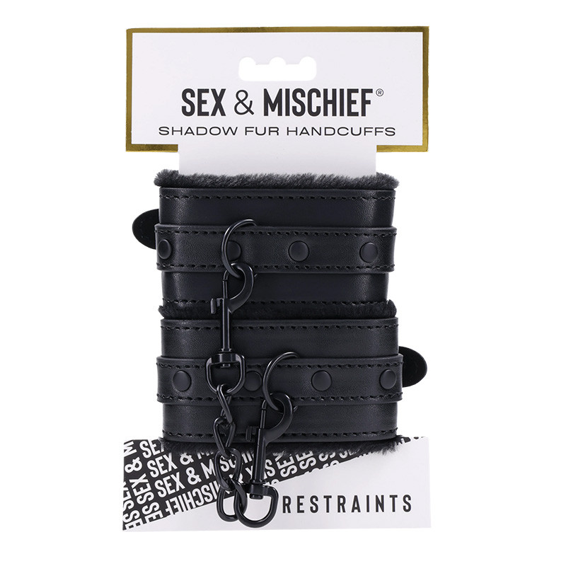 Sex & Mischief Shadow Fur Handcuffs - Packaging Front