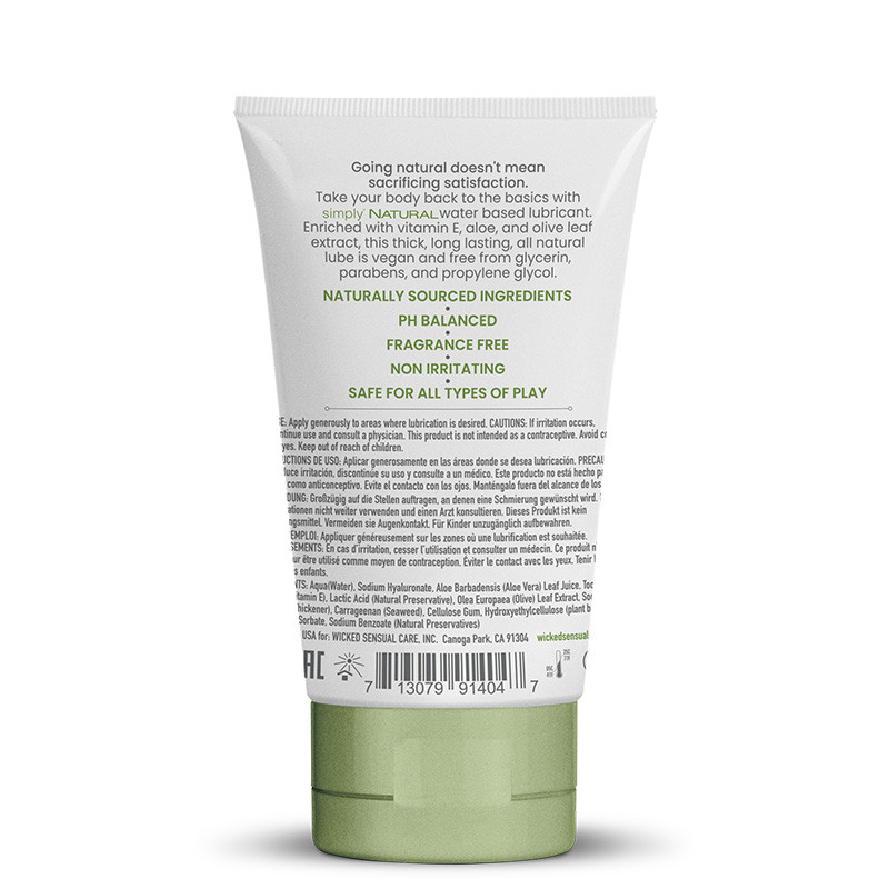 Wicked Simply Natural Lubricant 4 oz. Back