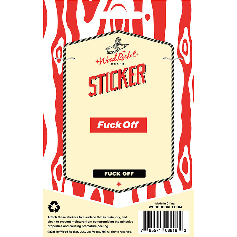 Wood Rocket Fuck Off Sticker - Packaging Back