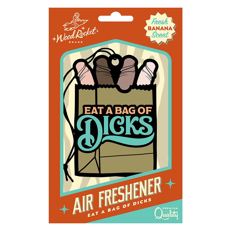 Wood Rocket Eat A Bag Of Dicks Air Freshener - Packaging Front