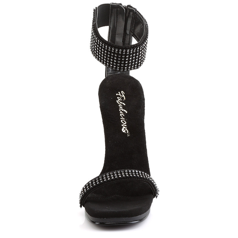 Pleaser Shoes Chic-40 Sandals with Rhinestone-Accented Wide Ankle Cuff - Front