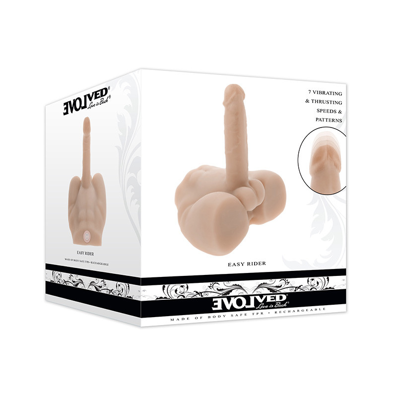 Evolved Novelties Easy Rider Thrusting Torso-Shaped Vibrator - 3D Packaging