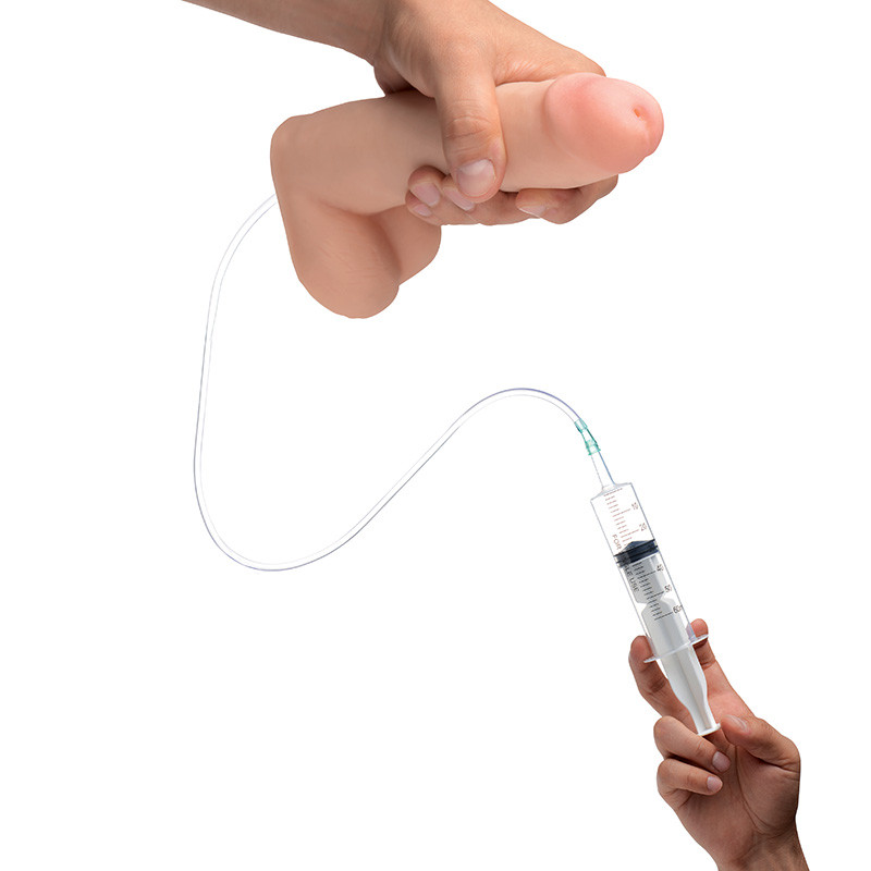 XR Brands Loadz 8 Inch Squirting Dildo with Syringe - Syringe Squirt