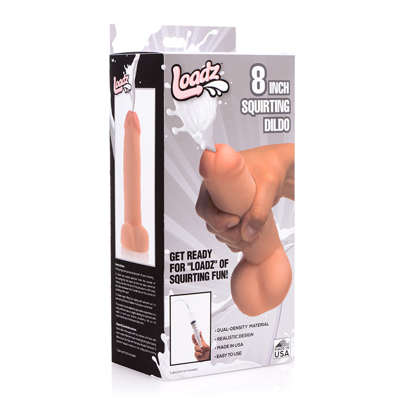 XR Brands Loadz 8 Inch Squirting Dildo with Syringe - Packaging Front