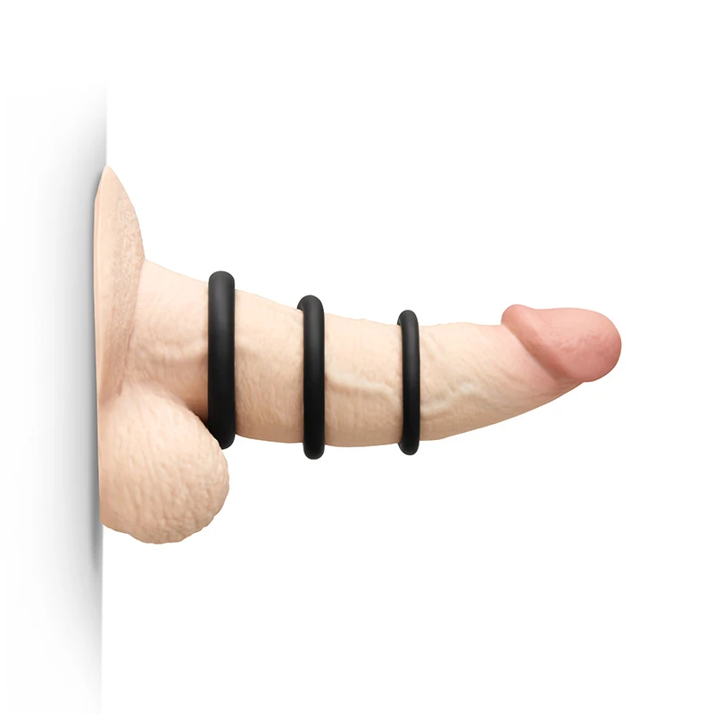 b-Vibe Snug Ring Lite 3-Pack Soft Stretch Silicone Secure Fit Cock Ring - Lifestyle #1
