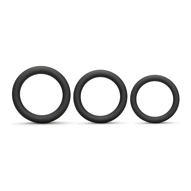 b-Vibe Snug Ring Lite 3-Pack Soft Stretch Silicone Secure Fit Cock Ring - Front