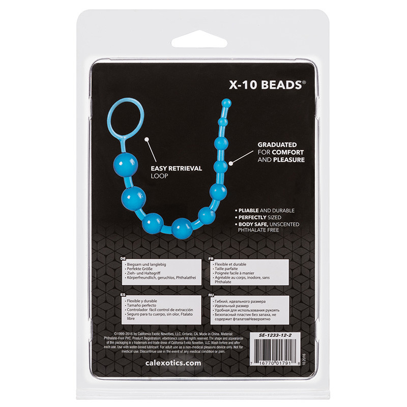 Blue CalExotics X-10 Jelly Anal Beads - Packaging Back