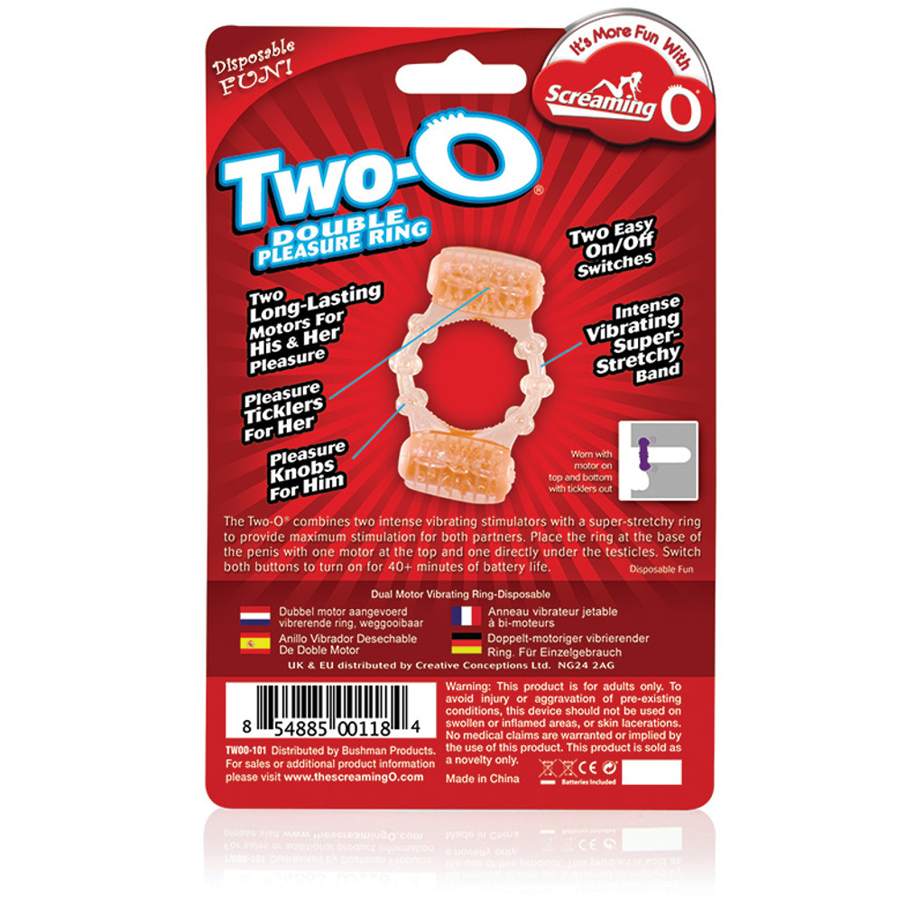 Screaming O Two-O Disposable Double Pleasure Ring - Package Back