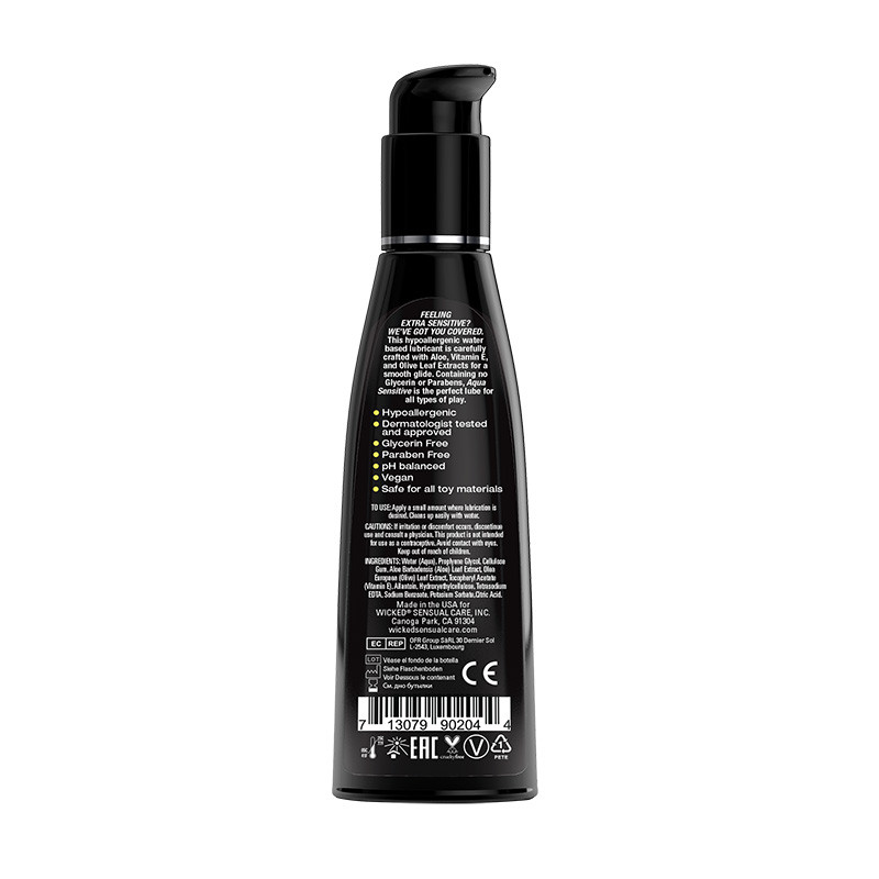 Wicked Aqua Sensitive Lubricant - 4 oz. Back