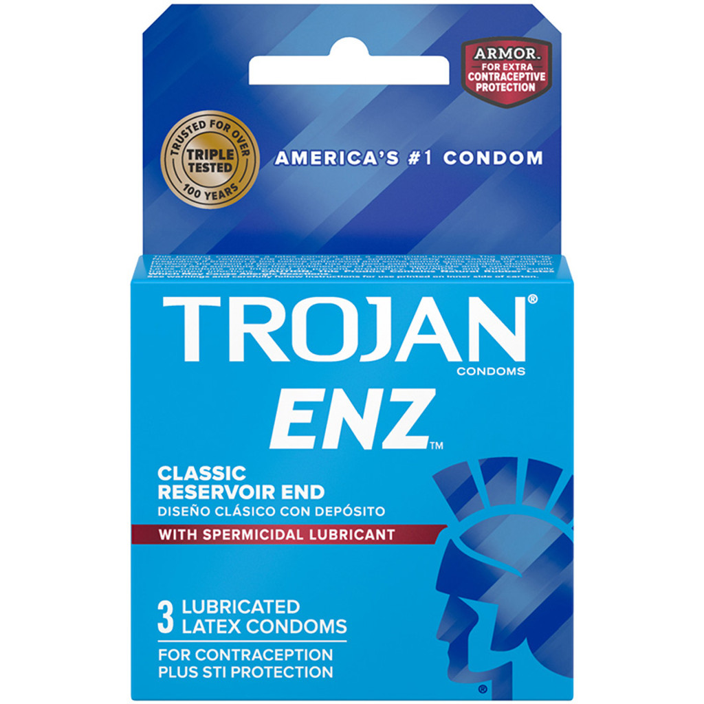  Trojan ENZ Lubricated Latex Condoms with Spermicidal Lubricant  3pk (Front)