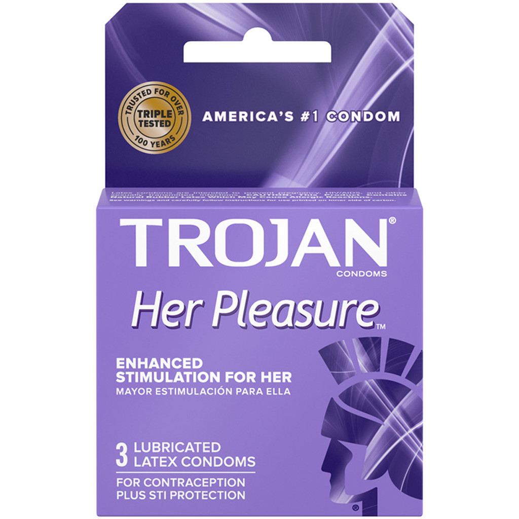 Trojan Her Pleasure  Lubricated Latex Condoms 3pk - Front