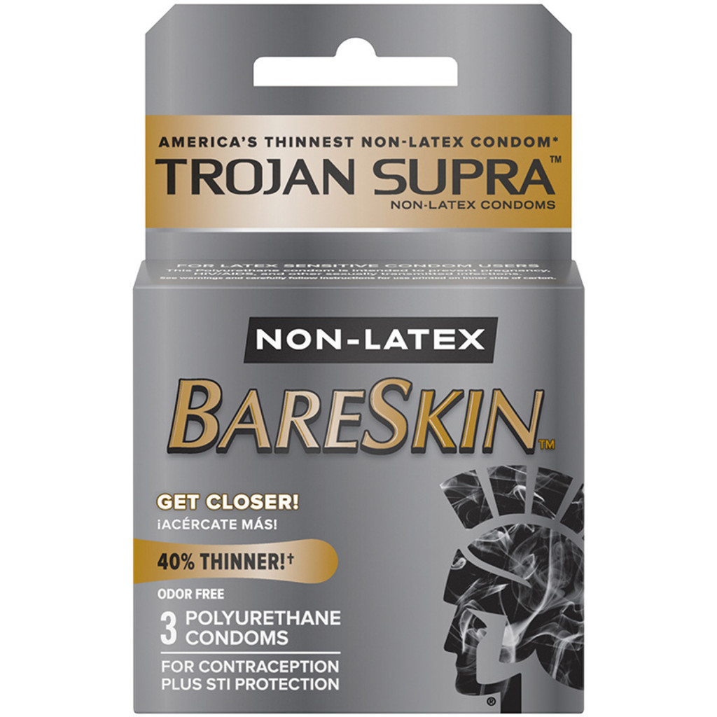 Trojan Supra Non-Latex BareSkin Polyurethane Condoms - Front
