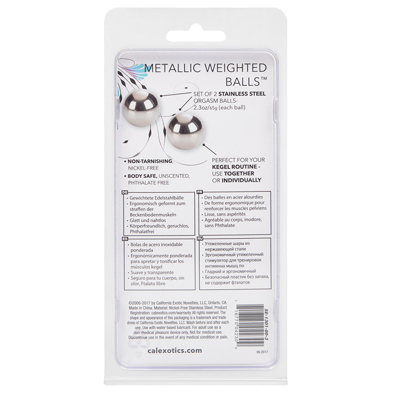 CalExotics Metallic Weighted Balls - Packaging Back