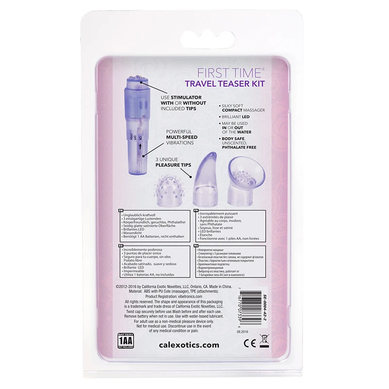 Purple CalExotics First Time Travel Teaser Kit  - Packaging Back