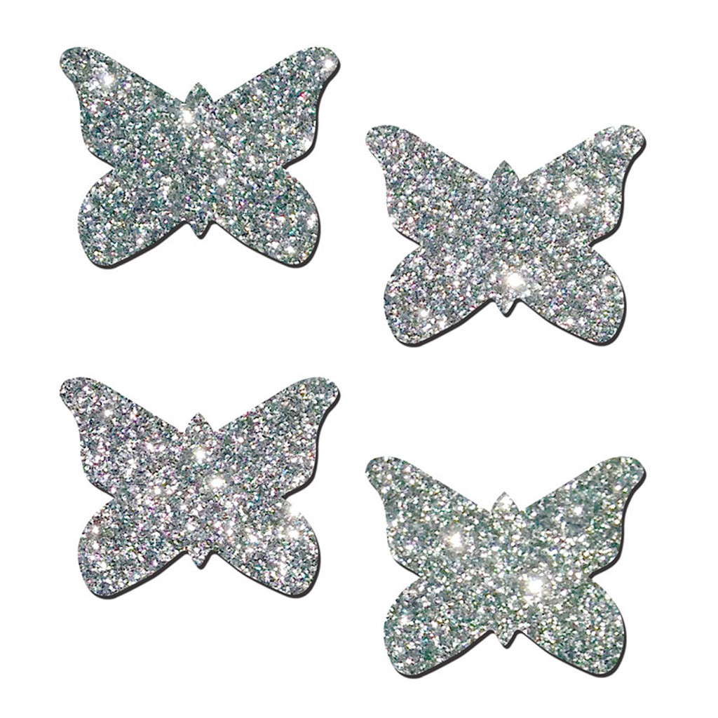 Petite Butterfly Pasties - Silver Glitter 