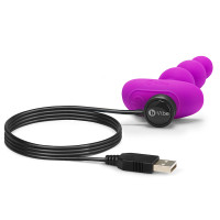 Fuchsia b-Vibe Remote Control Triplet Anal Beads - Charging 