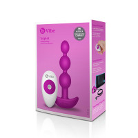 Fuchsia b-Vibe Remote Control Triplet Anal Beads - 3D Box