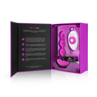 Fuchsia b-Vibe Remote Control Triplet Anal Beads - 3D Box Open