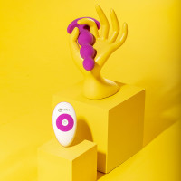 Fuchsia b-Vibe Remote Control Triplet Anal Beads - Lifestyle #5