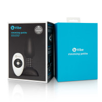 Black b-Vibe Remote Control Rimming Plug Petite - 3D Box Combo