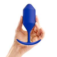 Navy b-Vibe Snug Plug 4 Ultra-Comfortable Weighted Butt Plug - Hand