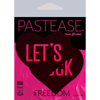 Pastease Black Heart with Pink 'Let's Fuck' Nipple Pasties - Packaging 