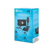 Black b-Vibe Vibrating Snug Plug 2 - Weighted & Vibrating Silicone Plug - Packaging Back
