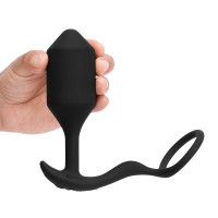 b-Vibe Vibrating XL Snug & Tug Penis Ring and Weighted Butt Plug - Hand #2