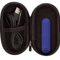 Blue CalExotics Rechargeable Hideaway Bullet - Open Case Front