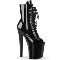 Pleaser XTREME-1021 4" Platform Peep Toe Lace-Up Front Ankle Boot with 8" Stiletto Heel