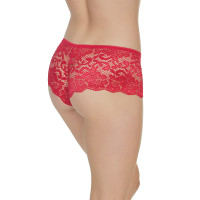 Red Coquette Low Rise Lace Booty Short - Back