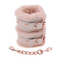 Sex & Mischief Peaches 'n CreaMe Faux Fur Handcuffs - Stacked