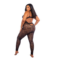 Roma Plus Size Belle Noir Catsuit - Back