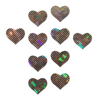 Pastease Body Minis: 10 Mini Gold Glitter Hearts Nipple & Body Pasties - Bulk