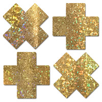 Petites: Two-Pair Small Gold Glitter Plus Nipple Pasties - Bulk