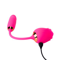 Pink Pussycat Vibrating Thrusting Rechargeable Silicone Rose - Charging