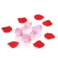 b-Vibe Pink Roses Glass Butt Plug Training Set - Lifestyle #4