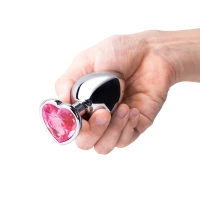 b-Vibe Jewel Heart Metal Butt Plug Training Set - Hand Base