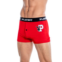 Red Playboy Mens Varsity Modal Boxer Briefs - Detail